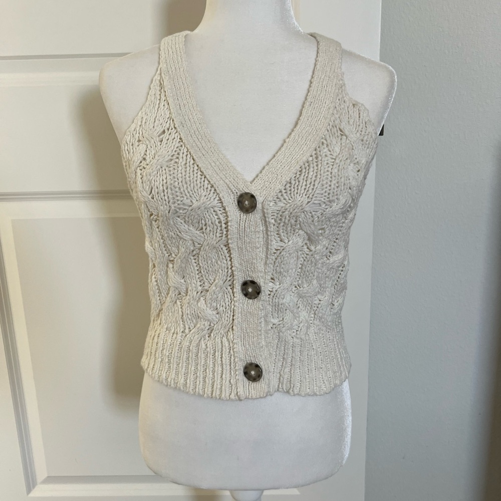 NWOT Pilcro Anthropologie Cream Sweater Vest Tank XS - Picture 5 of 10